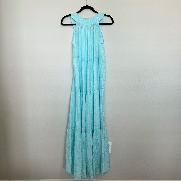 NWT Calypso Silk Tiered Maxi Dress Size Small Color Baby Blue - Picture 4 of 5